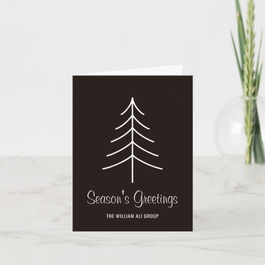 Elegante Black & White Pine Tree Greeting Business Feestdagen Kaart (Voorkant)
