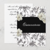 Elegante Black & White Quinceanera uitnodiging (Voorkant / Achterkant)