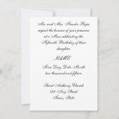 Elegante Black & White Quinceanera uitnodiging (Achterkant)