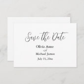 Elegante Black & White Script Save The Date (Voorkant / Achterkant)