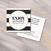 Elegante Black White Stripes Golden Circle Salon Kortingskaartje