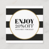 Elegante Black White Stripes Golden Circle Salon Kortingskaartje (Voorkant)