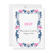 Elegante blad bloemen en krullen RSVP / antwoordka