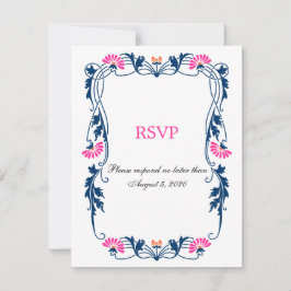 Elegante blad bloemen en krullen RSVP / antwoordka Kaart