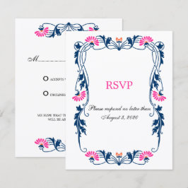 Elegante Blad Bloemen en Krullen RSVP / Antwoordka Kaart