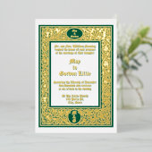 Elegante Blad & Bloemrijke Rand Trouw Folie Uitnodiging (Staand Voorkant)