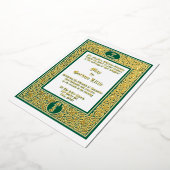 Elegante Blad & Bloemrijke Rand Trouw Folie Uitnodiging (Gedraaid)