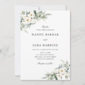 Elegante Blad Boho Aquarel Bloem Bruiloft Kaart (Voorkant)