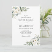 Elegante Blad Boho Aquarel Bloem Bruiloft Kaart (Staand voorkant)