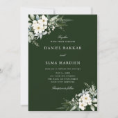 Elegante Blad Boho Aquarel Bloem Bruiloft Kaart (Voorkant)