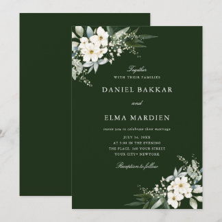 Elegante Blad Boho Aquarel Bloem Bruiloft Kaart
