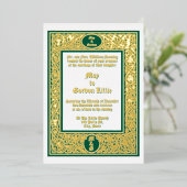 Elegante Blad- en Bloemrand Bruiloft Folie Uitnodiging (Staand Voorkant)