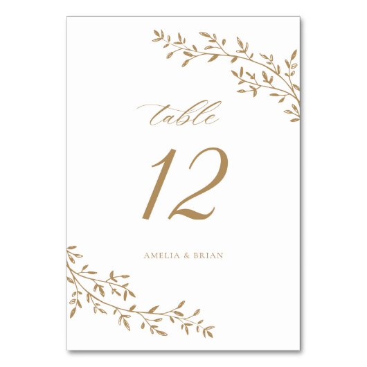 Elegante blad tak botanische gouden bruiloft kaart (Voorkant)