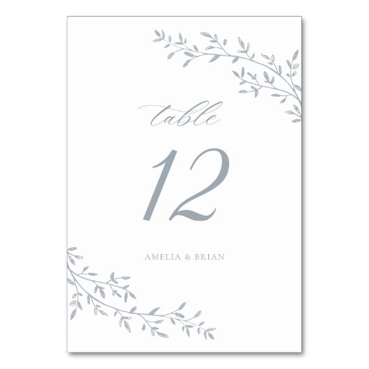 Elegante blad tak botanische stoffige blauwe bruil kaart (Voorkant)