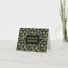 Elegante blad verjaardag botanische initiaal bedankkaart