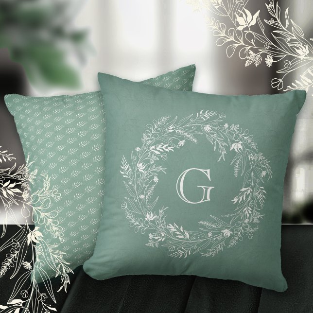 Elegante bladcirkel met de letter G Kussen (Creator heeft geüpload)