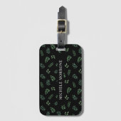 Elegante Bladdruk Zwart met Aangepaste Naam Bagagelabel (Voorkant (verticaal))
