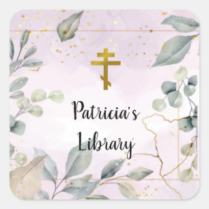 Elegante Bladeren Aangepaste Ex-Libris Sticker