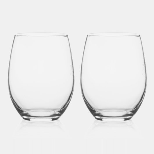 Elegante bladeren Crest bruiloft Monogram Wijnglas Zonder Voet (Rechts)