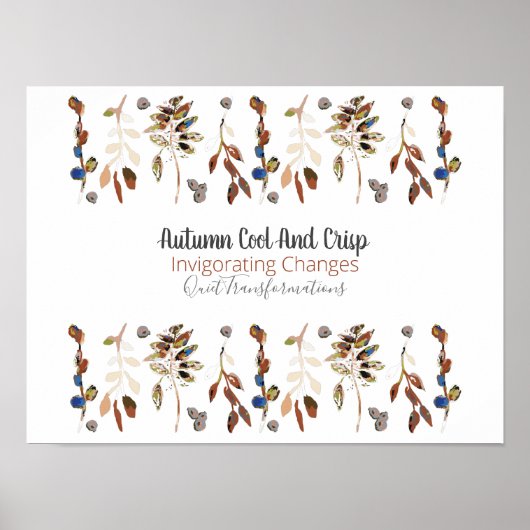 Elegante bladeren en bessen bloemcitaat poster (Voorkant)