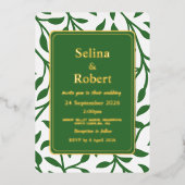 Elegante Bladeren Folie Uitnodiging (Voorkant)