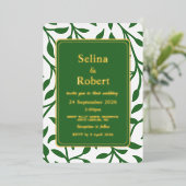 Elegante Bladeren Folie Uitnodiging (Staand Voorkant)