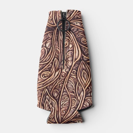 Elegante bladeren gesneden hout flesjeskoeler (Achterkant)