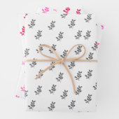 Elegante bladeren Gift Wrap Set van 3 Inpakpapier Vel (In situ)