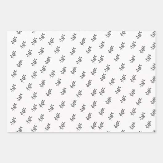 Elegante bladeren Gift Wrap Set van 3 Inpakpapier Vel (Voorkant)