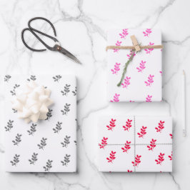 Elegante bladeren Gift Wrap Set van 3 Inpakpapier Vel