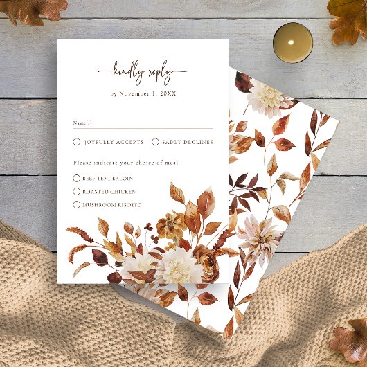 Elegante Bladeren Herfst RSVP Kaartje