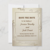 Elegante bladeren in Gold Wedding Save the Date Ca Kaart (Voorkant)
