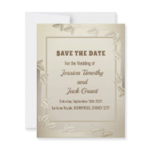 Elegante bladeren in Gold Wedding Save the Date Ca
