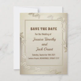 Elegante bladeren in Gold Wedding Save the Date Ca Kaart