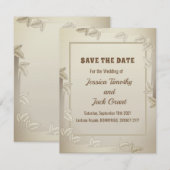 Elegante bladeren in Gold Wedding Save the Date Ca Kaart (Voorkant / Achterkant)