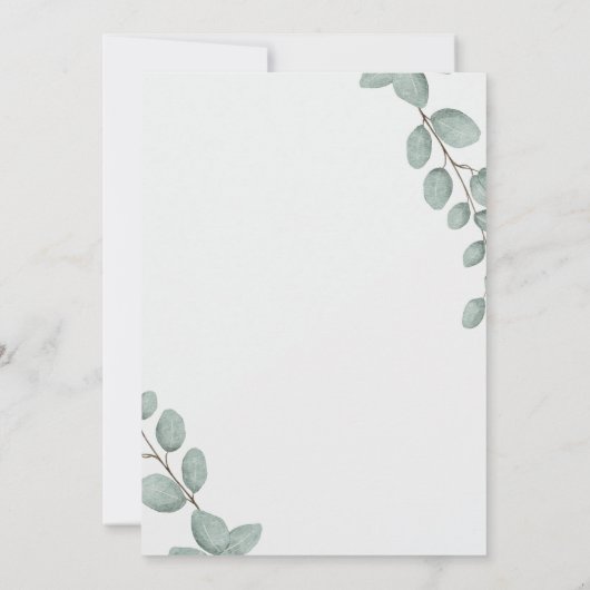 Elegante bladeren met baby giraf en speelgoed kaart (Achterkant)