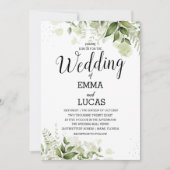 Elegante bladeren met een Waterverf-bruiloft met e Kaart (Voorkant)