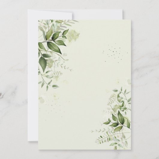 Elegante bladeren met een Waterverf-bruiloft met e Kaart (Achterkant)