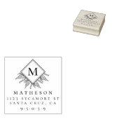 Elegante bladeren & monogram familie retour adres rubberstempel (Gestempeld)