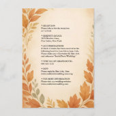 Elegante bladeren & pampas gras herfst herfst brui informatiekaartje (Voorkant)