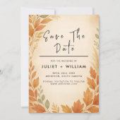 Elegante bladeren & pampas gras herfst herfst brui save the date (Voorkant)