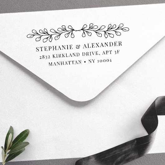 Elegante Bladerige Botanische Zelfinktende Stempel