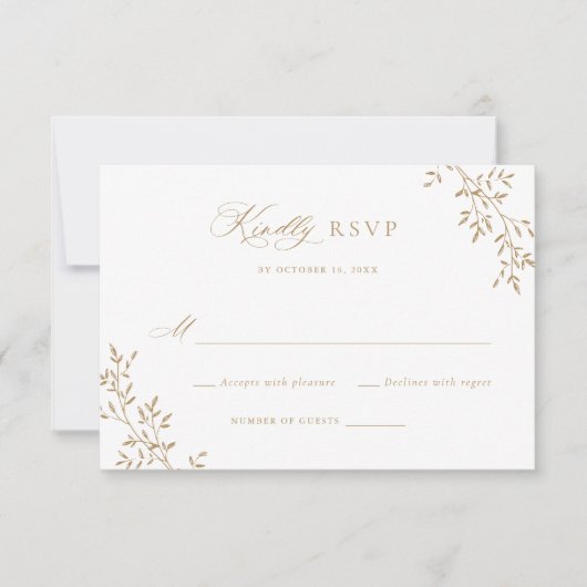 Elegante Bladerige Gouden Laurus Botanische Trouw- Kaart (Voorkant)