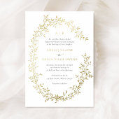 Elegante Bladerkrans Goud Folie Botanische Bruilof Folie Uitnodiging