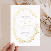 Elegante Bladerkrans Goud Folie Botanische Bruilof Folie Uitnodiging