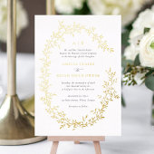 Elegante Bladerkrans Goud Folie Botanische Bruilof Folie Uitnodiging