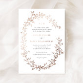 Elegante Bladerkrans Roze Goud Folie Bruiloft Folie Uitnodiging