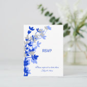 Elegante bladervaring in blauwe zilveren RSVP-kaar RSVP Kaartje (Staand voorkant)
