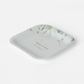 Elegante bladervaring licht saliegroen koppel name papieren bordje (Gebogen)