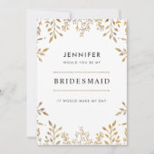 Elegante bladgoud bruidsmeisje uitnodiging (Voorkant)